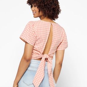 Open back tie blouse